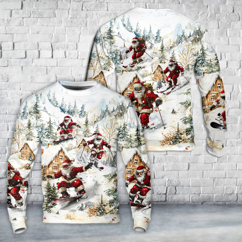 Santa Skiing AOP Christmas Sweater