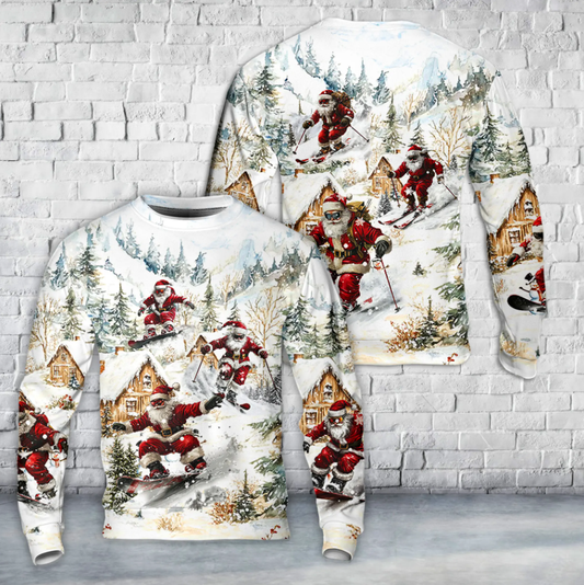 Santa Skiing AOP Christmas Sweater