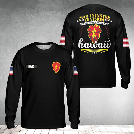 Custom Name US Army 25th Infantry Division Tropic Lightning Long Sleeve Shirt