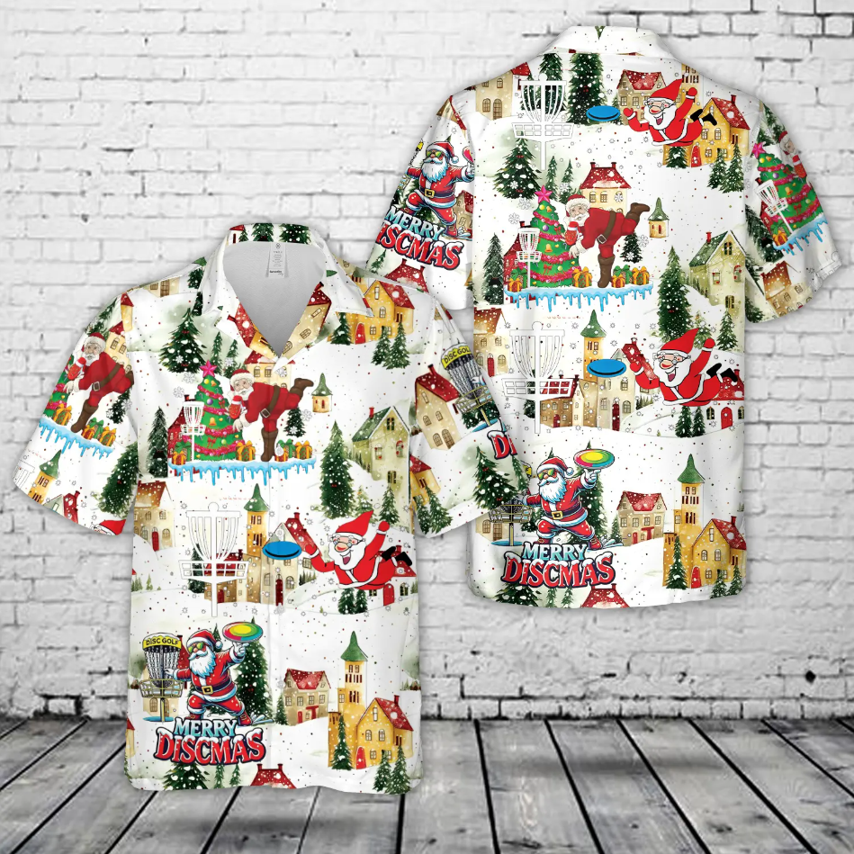 Santa Playing Disc Golf Christmas Hawaiian Shirt