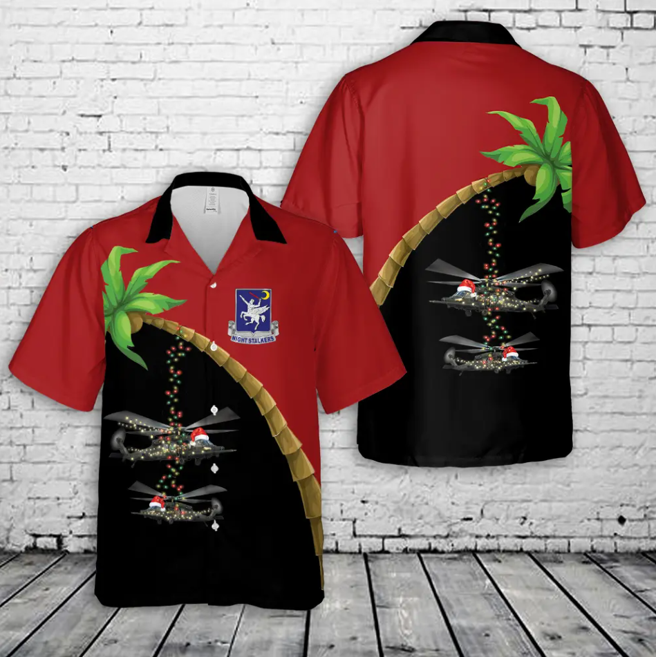 160th Special Operations Aviation Regiment Sikorsky UH-60 (MH-60M) Christmas Hawaiian Shirt