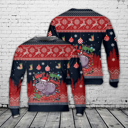 I Want a Hippopotamus for Christmas AOP Sweater