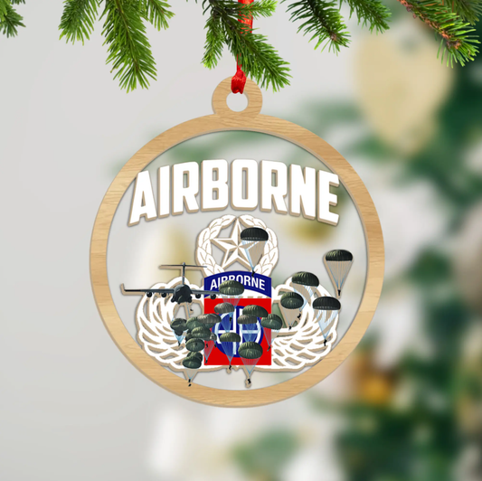 US Army 82nd Airborne Paratrooper Jumpmaster Printed & Cut-out Acrylic Ornament