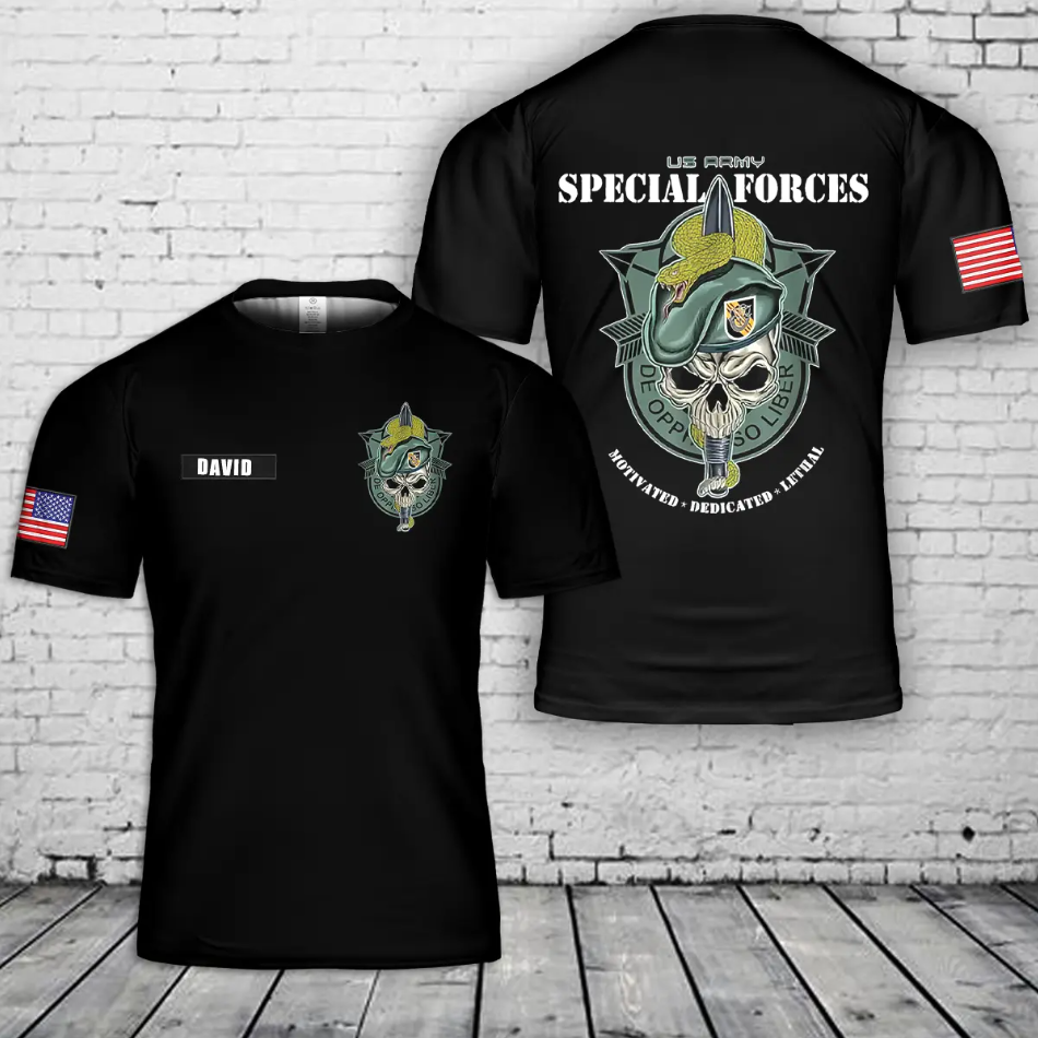 Custom Name US Army 5th Special Forces Group Vietnam Veteran 3D T-Shirt