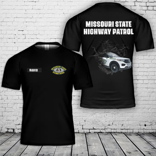 Custom Name Missouri State Highway Patrol Police Car Ford Explorer 3D T-Shirt