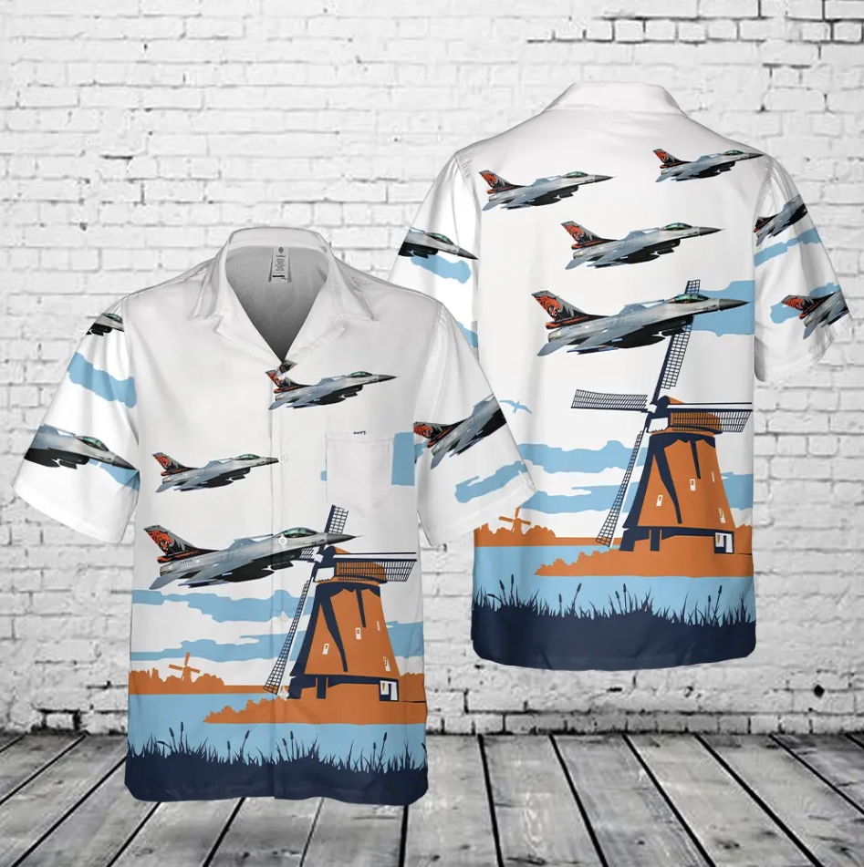 Royal Netherlands Air Force F-16 Pocket Hawaiian Shirt