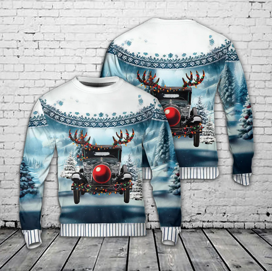 1928 Ford Model A Roadster Pickup Christmas AOP Sweater