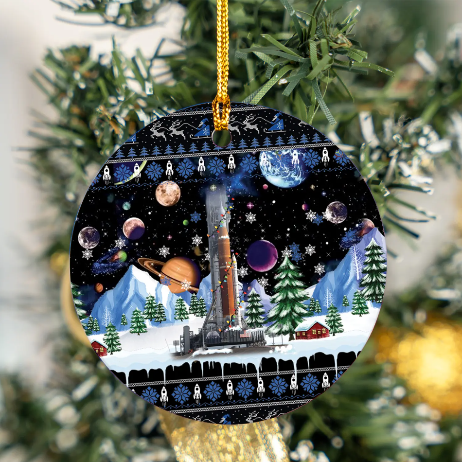 NASA Artemis SLS Moon Rocket Ceramic Ornament