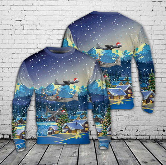 US Air Force Lockheed C-130 Hercules Christmas AOP Sweater