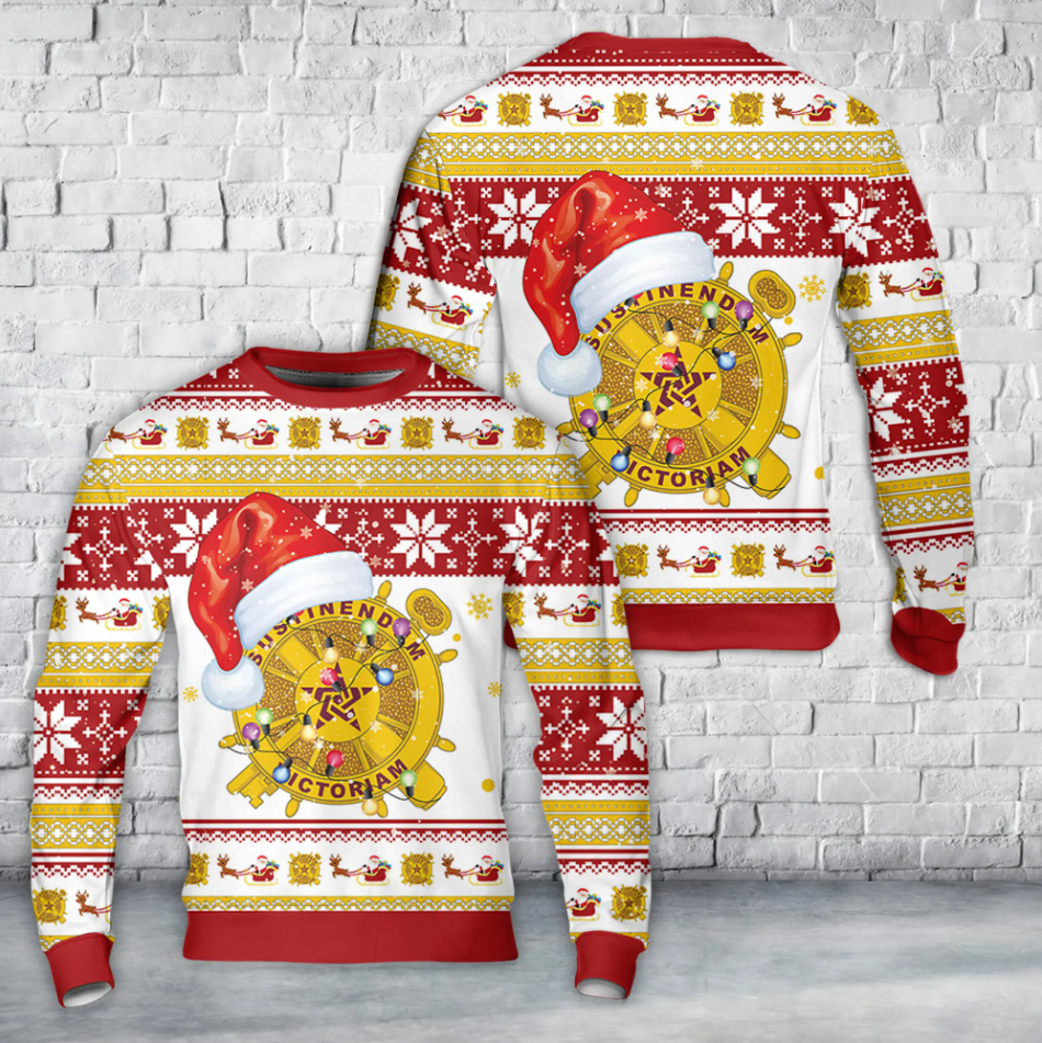 US Army Logistics Branch Insignia Christmas AOP Sweater