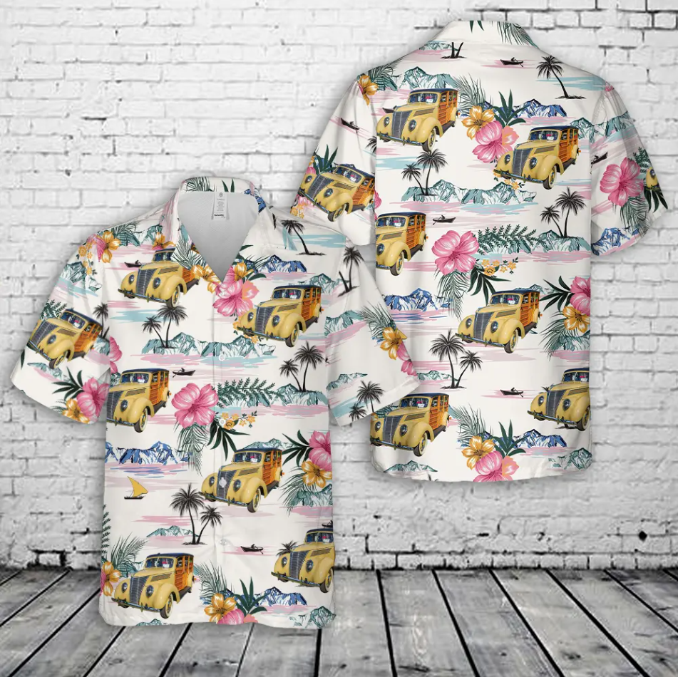 1937 Ford Woody Station Wagon Hawaiian Shirt