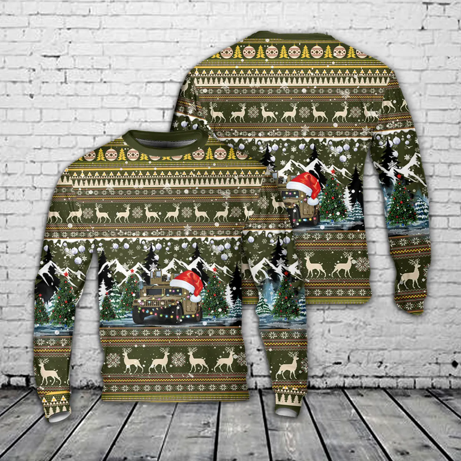 HMMWV M1151 Enhanced Armament Carrier Christmas AOP Sweater