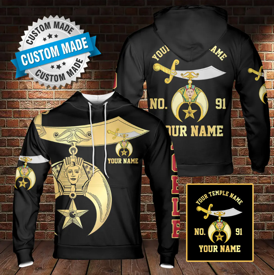 Custom Your Temple and Name Shriners Symbol, Noble Shriners 3D Hoodie