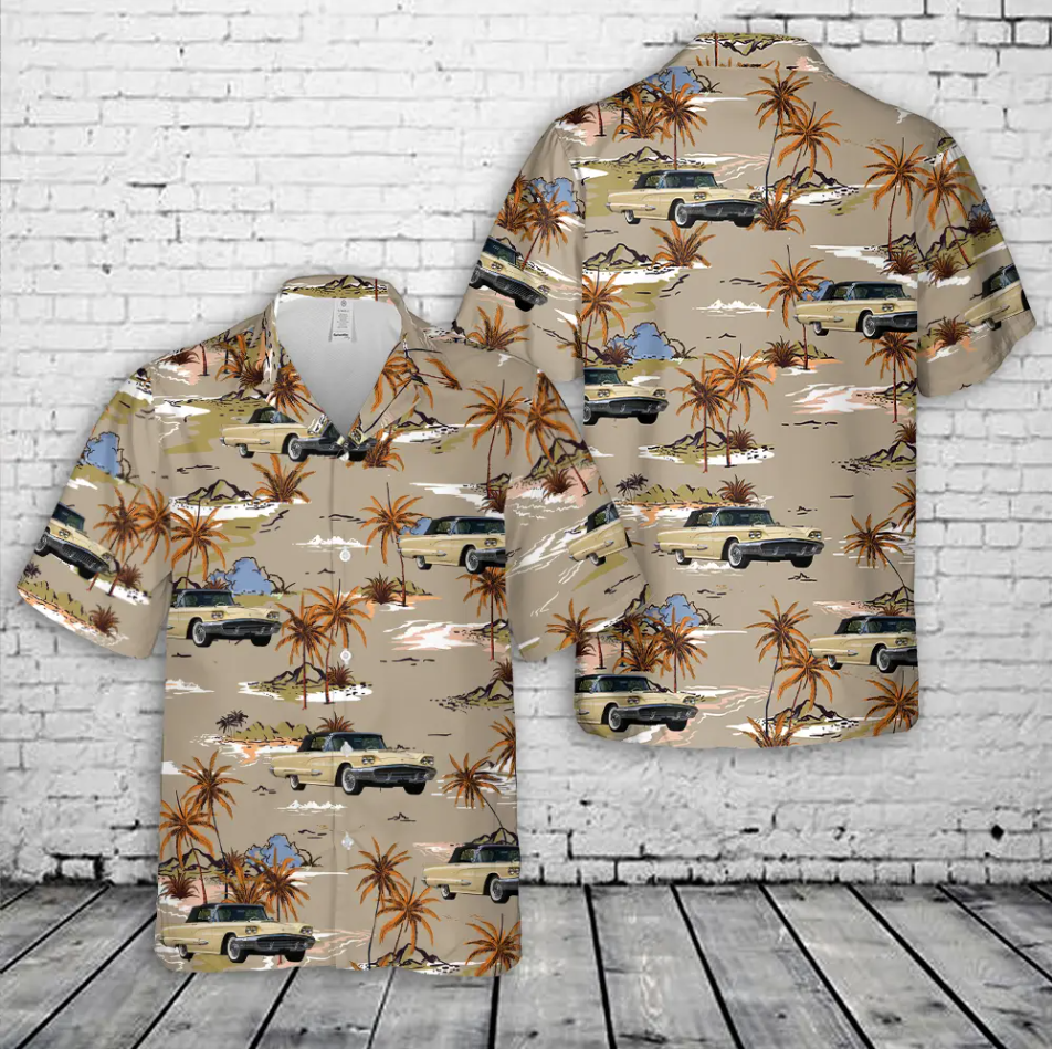 1959 Ford Thunderbird Convertible Casino Cream Hawaiian Shirt
