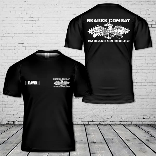 Custom Name SEABEE COMBAT Warfare Specialist 3D T-Shirt
