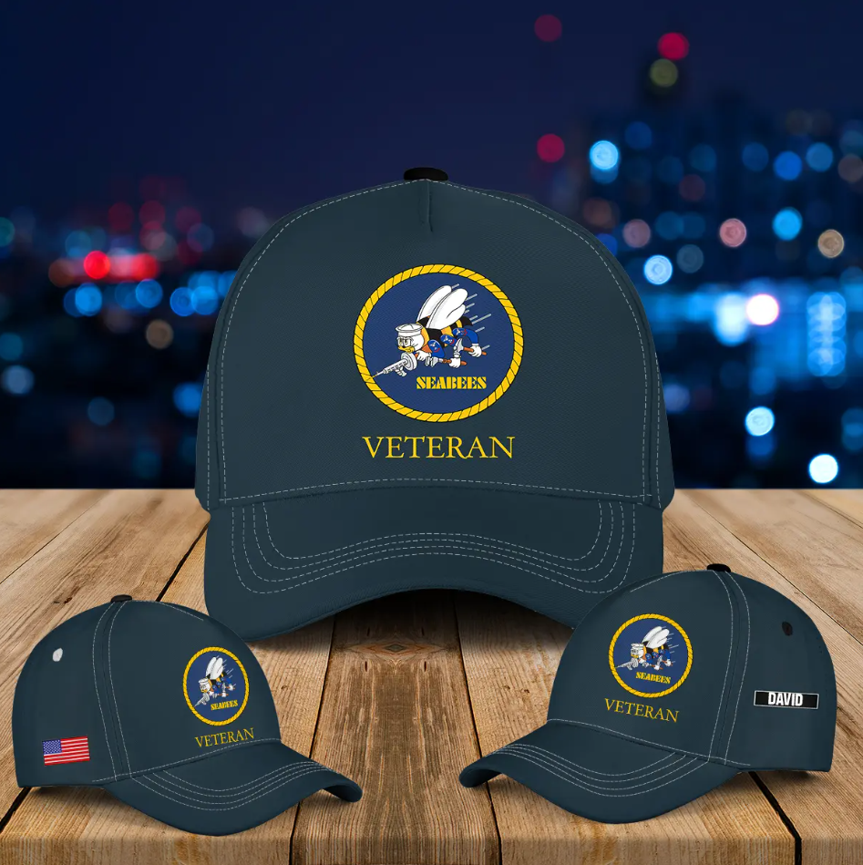 Custom Name US Navy Seabees Veteran Baseball Cap NLSI2811PT07