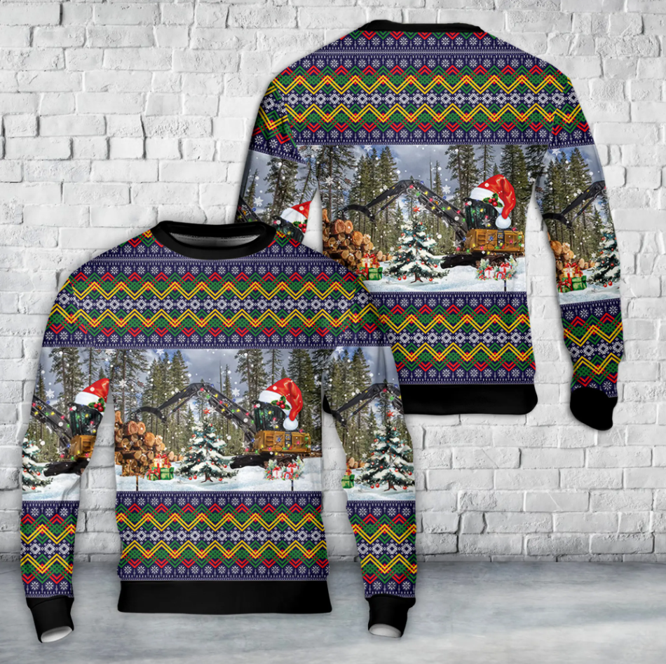 Cat 538 Log Loader Christmas AOP Sweater