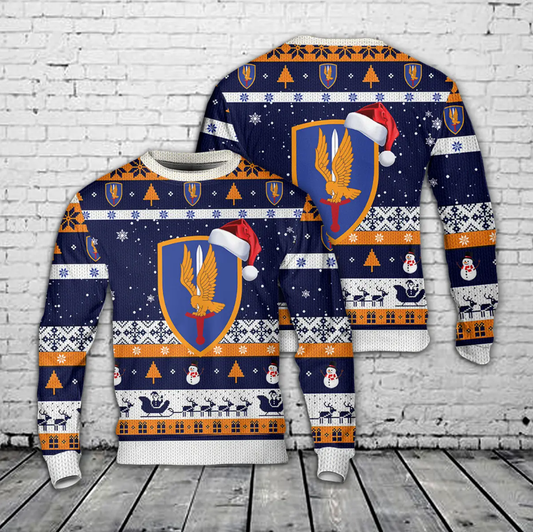 US Army 1st Aviation Brigade Christmas AOP Sweater