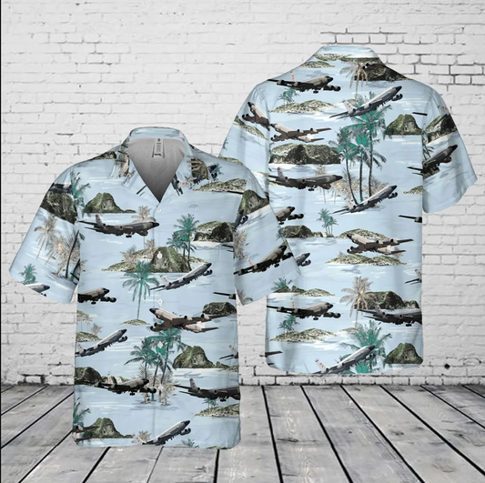 USAF RC-135 Rivet Joint Recon Airplane Pocket Hawaiian Shirt