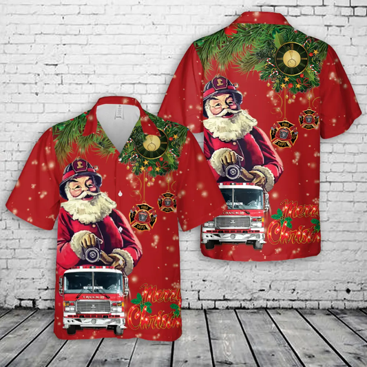 Firefighter Fire Truck Christmas Hawaiian Shirt