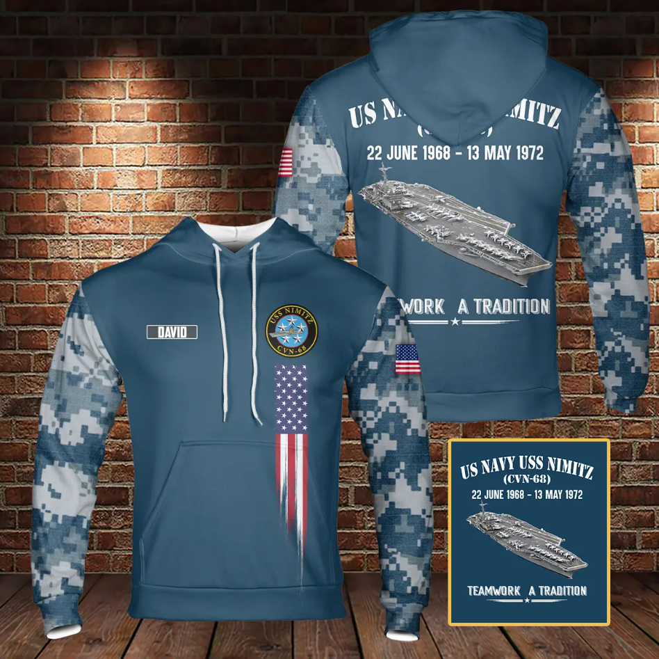 Custom Name US Navy USS Nimitz (CVN-68) 3D Hoodie