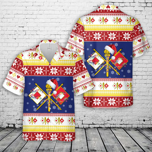 US Army Signal Corps Branch Badge Christmas Hawaiian Shirt