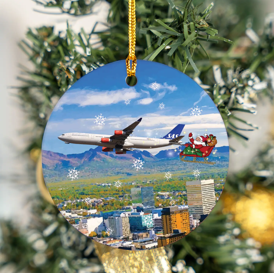 Scandinavian Airlines A340-300 Christmas Ceramic Ornament