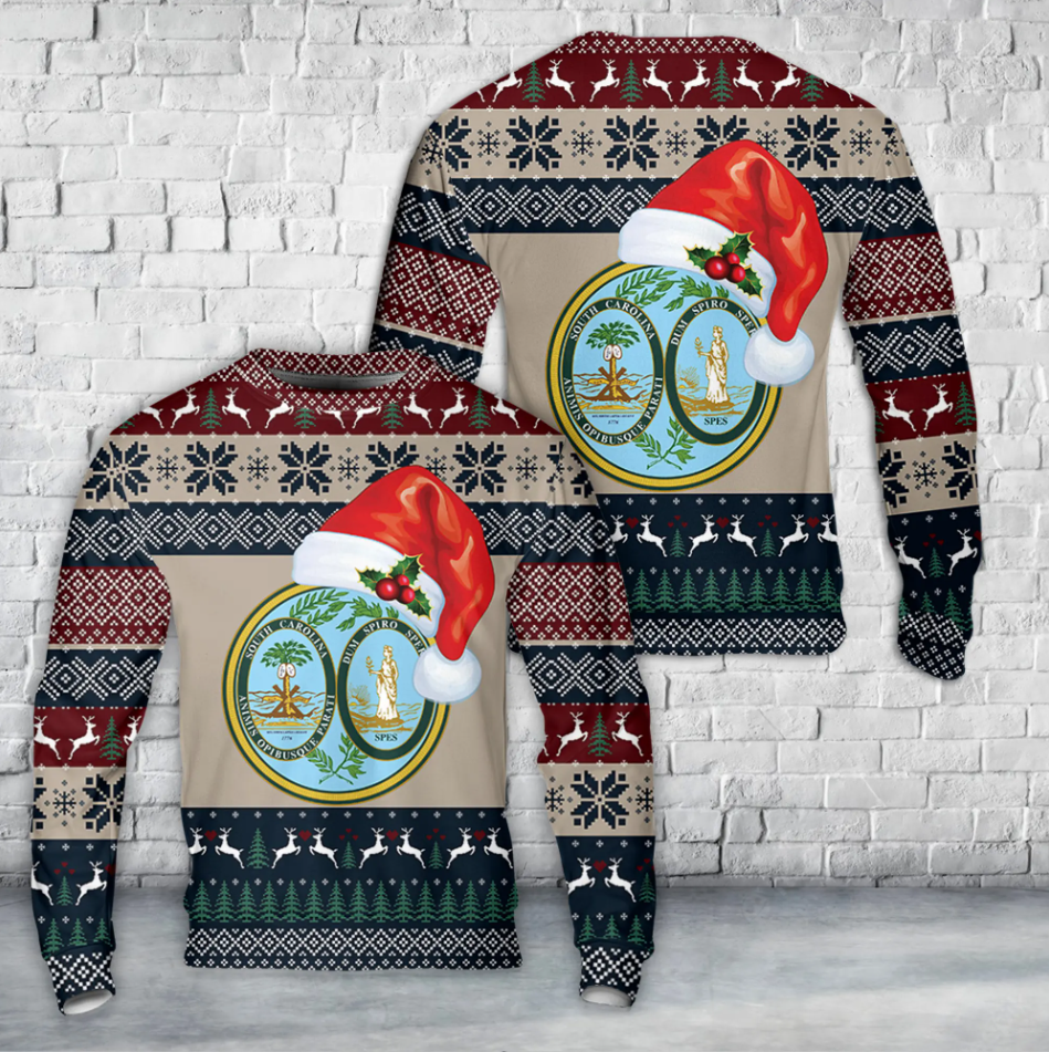 State of South Carolina Seal Christmas AOP Sweater