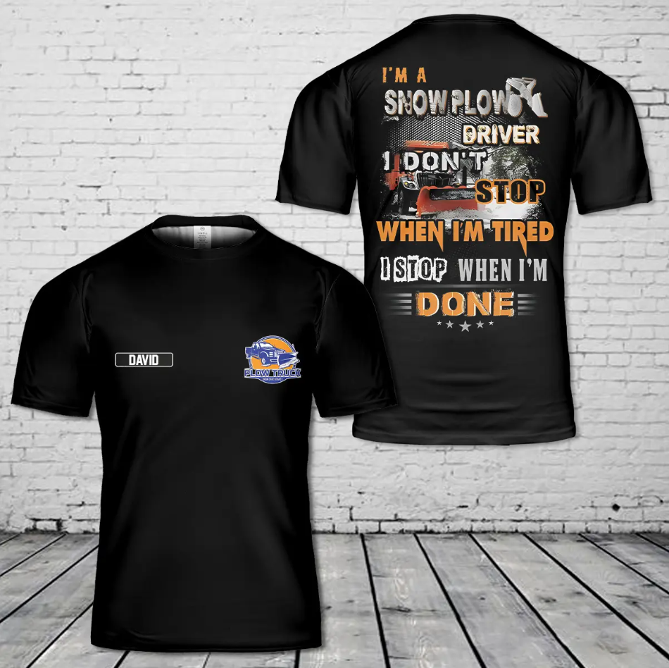 Custom Name Snow Plow Driver 3D T-Shirt