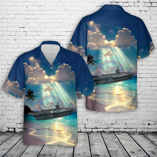 US Navy USS Ronald Reagan (CVN-76) Battleship Hawauuan Shirt