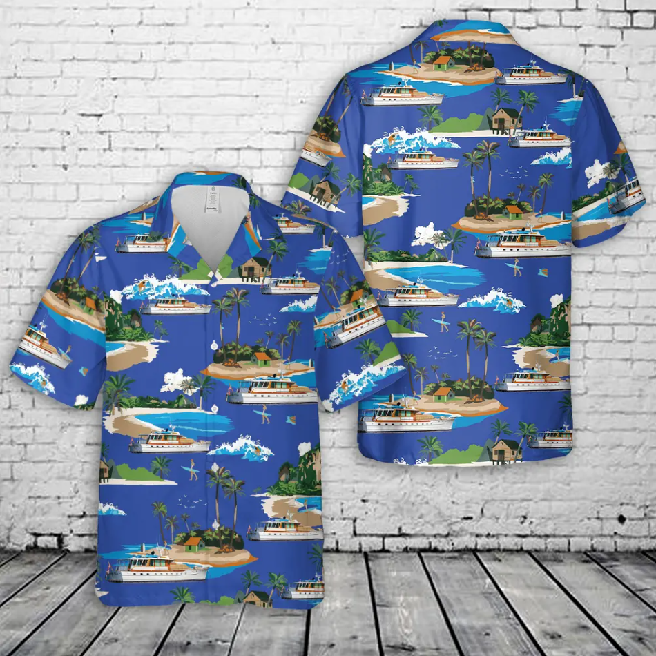 Trumpy Wishing Star Motor Yacht Hawaiian Shirt