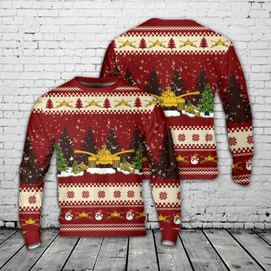 US Army Armor Branch Insignia Christmas AOP Sweater