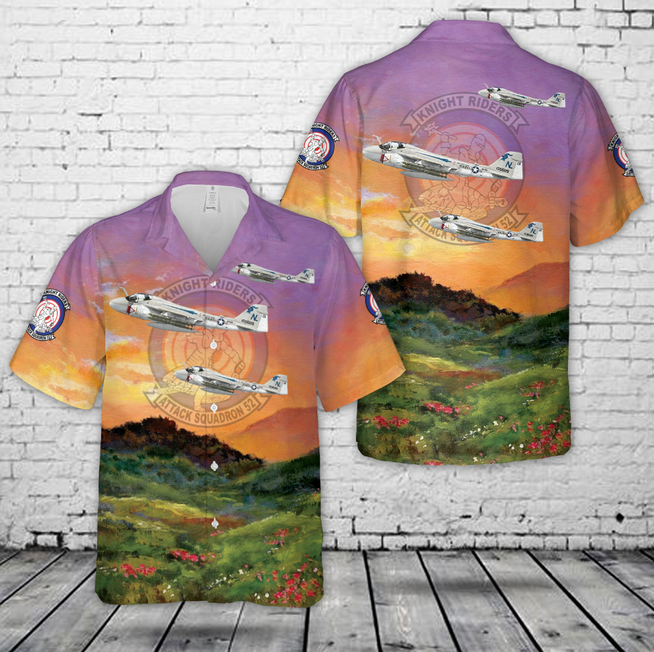 US Navy A-6E Intruder VA-52 Knightriders, NL501 / 155689. CVW-15, USS Kitty Hawk CV-63 - 1979 Hawaiian Shirt