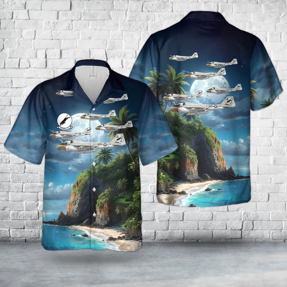 US Navy A-6E Intruder, AJ502 / 151582. CVW-8, USS Nimitz CVN-68 - 1977 Hawaiian Shirt