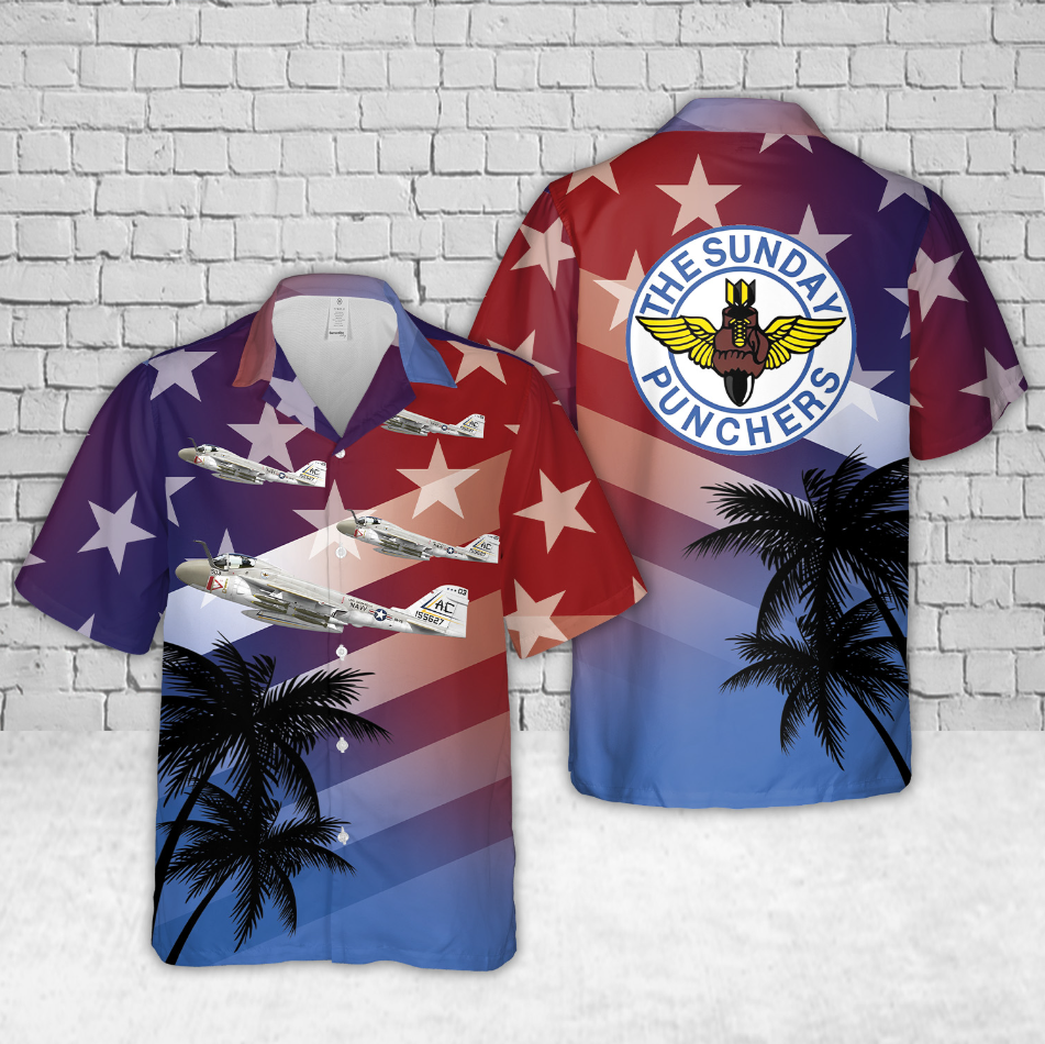 US Navy A-6A Intruder VA-75 Sunday Punchers, AC503 / 155627. CVW-3, USS Saratoga CV-60 - 1973 Hawaiian Shirt