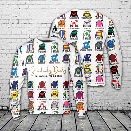 2024 Kentucky Derby Horse Jockey Silks Christmas AOP Sweater