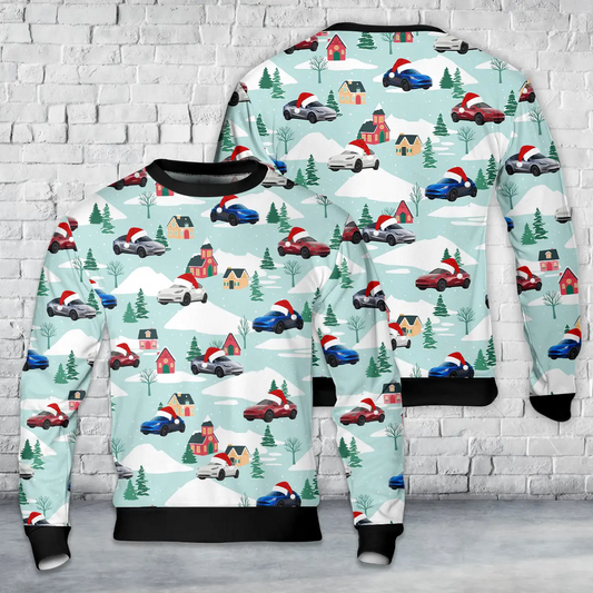 2024 Tesla Model Y AOP Christmas Sweater