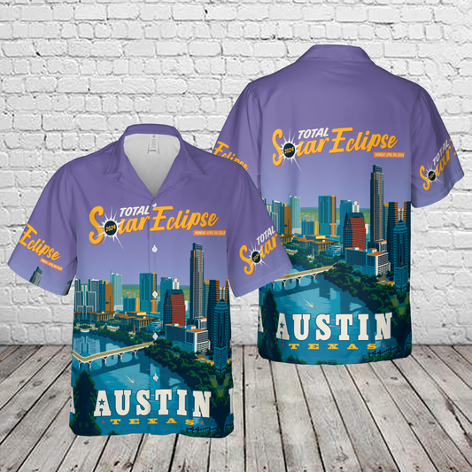 2024 Total Solar Eclipse Austin, Texas Hawaiian Shirt