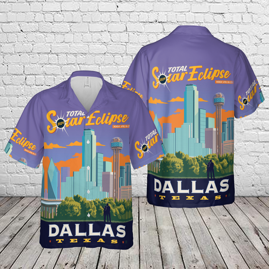2024 Total Solar Eclipse Dallas, Texas Hawaiian Shirt