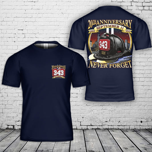 20th Anniversary Never Forget September 11, 2001 T-Shirt 3D