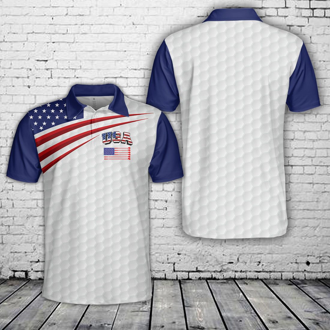 250 Years American Flag Golf Polo Shirt