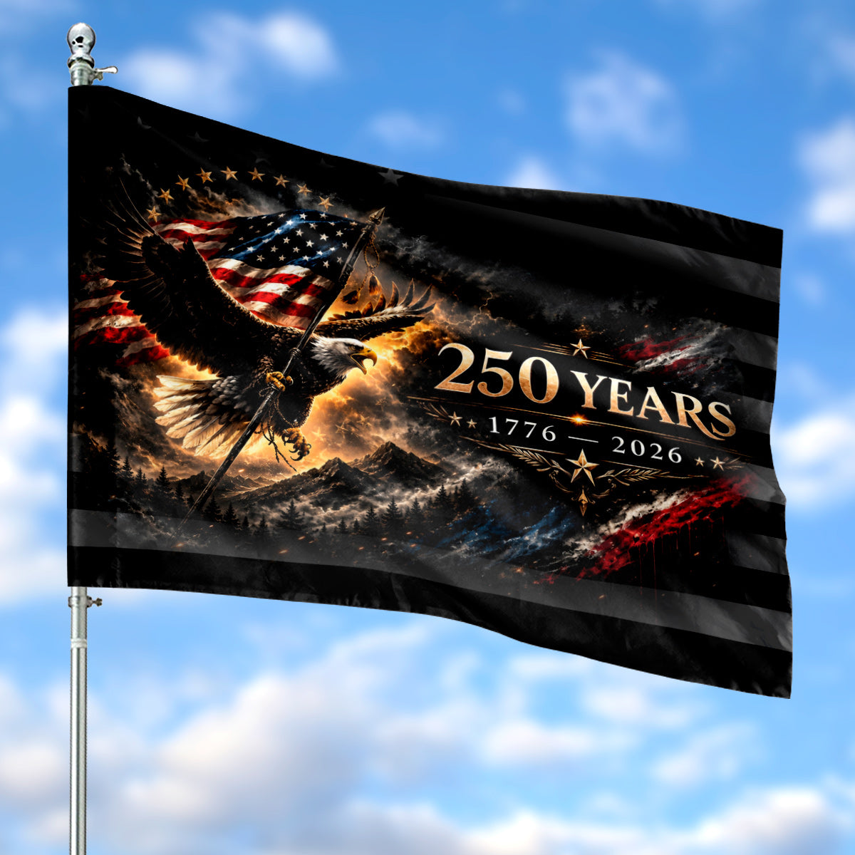 250 Years Anniversary Eagle American 1776-2026  House Flag
