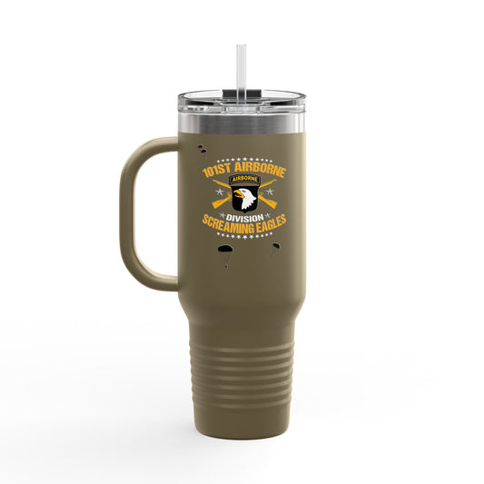Custom Name, Rank & Unit US Army 101st Airborne Division Insulated Travel Mug, 40oz