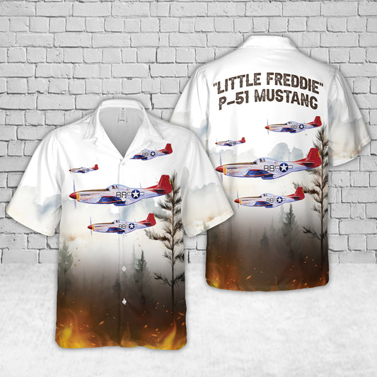 32nd Fighter Group the famed Tuskegee Airmen "Little Freddie" P-51 Mustang Hawaiian Shirt