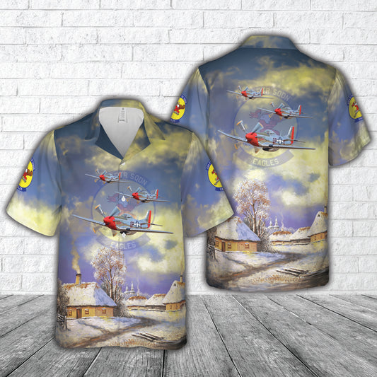 334th Fighter Squadron P-51 Mustang Red Dog Mustang 44-74469 Hawaiian Shirt