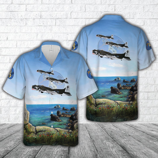 346th Bomb Squadron, 99th Bomb Group 2nd Patches B-17G Model, Mahogany, WWII Hawaiian Shirt