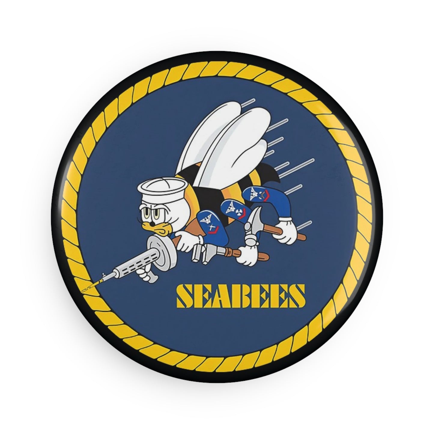 US Navy Seabee Button Magnet, Round (1 & 10 pcs)