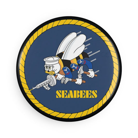 US Navy Seabee Button Magnet, Round (1 & 10 pcs)