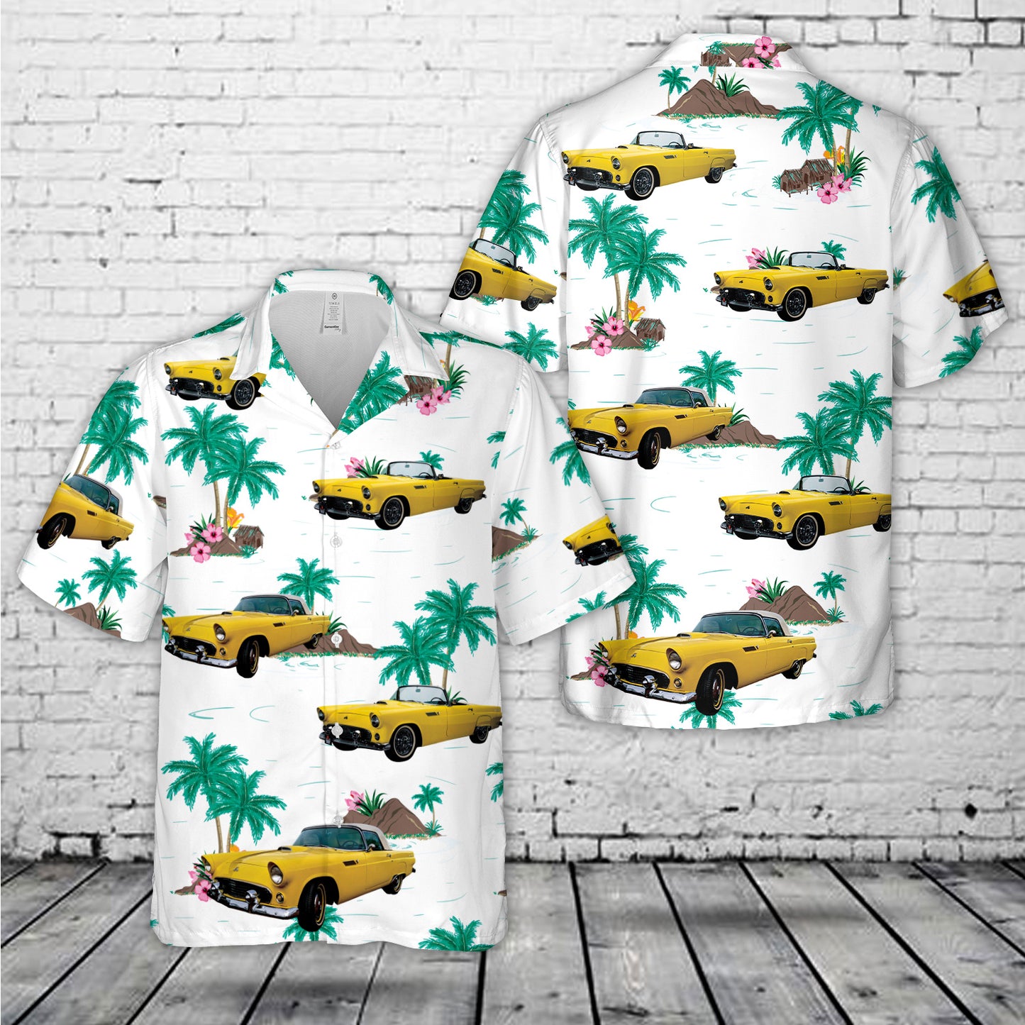 1955 Yellow Ford Thunderbird Hawaiian Shirt