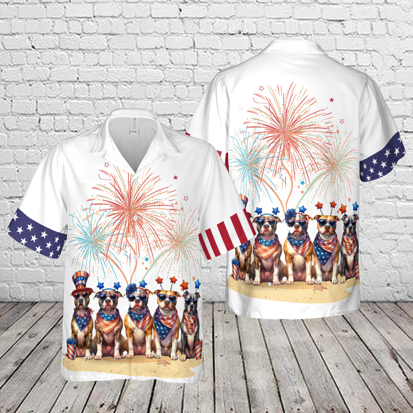 4th Of July Pit Bull Hawaiian Shirt